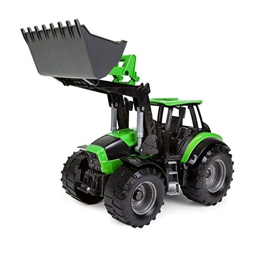 Lena 4613 x Deutz Worxx Tractor model Fahr Agrotron 7250 TTV met voorlader, ca. 45 cm, landbouwspeelgoed voor kinderen vanaf 3 jaar, robuuste trekker met functionele laadschep, groen