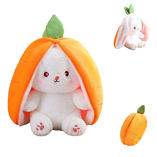 FANOLO Strawberry Bunny Plush Toys, Reversible Carrot Strawberry Plush Cute Bunny Plushie, Easter Stuffed Cute Bunny, Rabbit Muppet Toys (18cm/7.1in,Radish Rabbit)