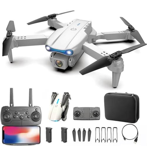 Fzysjve 1080p HD FPV-cameradrone, drone met 4K dubbele camera for volwassenen, mini-drone met camera, opvouwbare luchtfotografie Drone-speelgoedcadeaus for jongens meisjes (Color : Gray, Size : 2 battery)