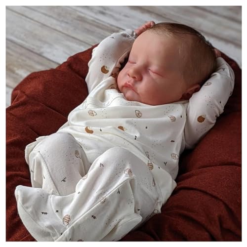 NURII Reborn Babies, 18 Inch Reborn Dolls Pasgeboren Baby Levensechte Reborn Baby Doll, met Speelgoed Accessoires, Reborn Babypoppen als een levensechte baby (slapende baby), E-Boy