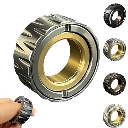 CASERE Dubbele functie roestvrij stalen motorfiets band fidget ring, fidget ringen angst speelgoed, Fidget Spinner Ring, Mannen Fidget Toys. (A)