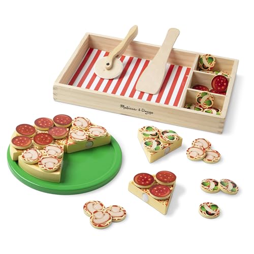 Melissa & Doug Houten Pizza   Doen alsof Spelen   Houten speelvoer speelgoed voor kinderen   Houten Speelgoed   Montessori Speelgoed   Speelgoed Eten   3+   Cadeau voor jongen of meisje