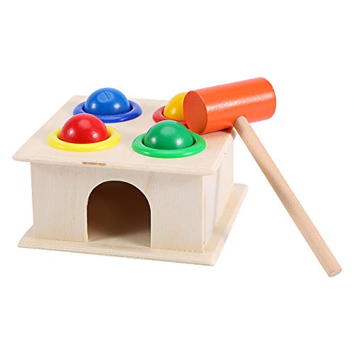 Tnfeeon Holzspielzeug Hammer und 4-Ball Set, Kinder Kinder Hämmern Spiel Jungen Lernen Pädagogisches Spielzeug Pushing Box