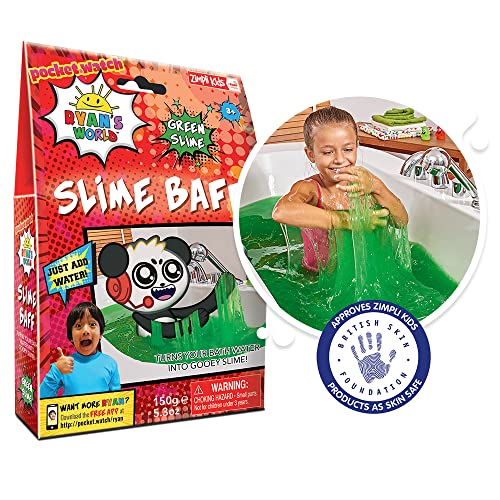 Zimpli Kids Ryan's World Slime Baff Green, 1 Bath of 4 Play Gebruikt van , verandert water op magische wijze in kleverig, kleurrijk slijm, kerstambachten voor kinderen