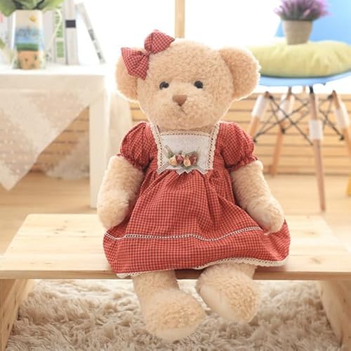 LfrAnk Mooie teddybeer pluche speelgoed kawaii pluche pop met geruite kleding beste verjaardagscadeau kerstjongen voor meisje 45cm 1