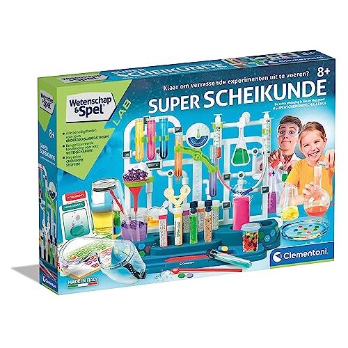 Clementoni 56172 Wetenschap & Spel Super Scheikunde Nederlandse Taal, Wetenschappelijke Experimenten, Educatieve Spellen 8-12 Jaar, Gemaakt In Italië