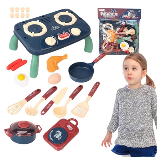 KERALI Kookgereispeelgoed, kinderkeukenspeelgoedset   Set van 14 elektrische kookspeelgoedsets,Kleuterspeelgoed Kookgerei met geluid voor thuis, speeltuin, kleuterschool, feest