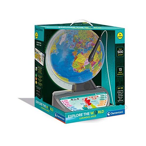 Clementoni 61739 Educatief Praten Globe Explore the World educatieve en interactieve wereldbol voor kinderen wereldbol interactief speelgoed Engelse versie