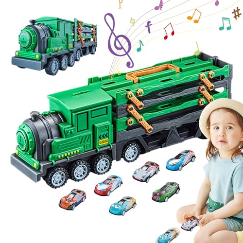 Jeanny Speelgoed voor het uitwerpen van vrachtwagens, Speelgoed voor autotransporters,Opvouwbare uitwerptransportwagen met speelgoedvrachtwagen Educatieve raceauto's in vrachtwagenspeelgoed