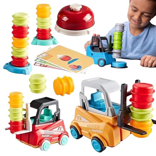 KinMokusei Engineer Forklift Transport Game, vorkheftruck, transportspel voor kinderen, stapelbaar speelgoed, vorkheftruck, gazon, spel voor meisjes van 8 tot 11 jaar