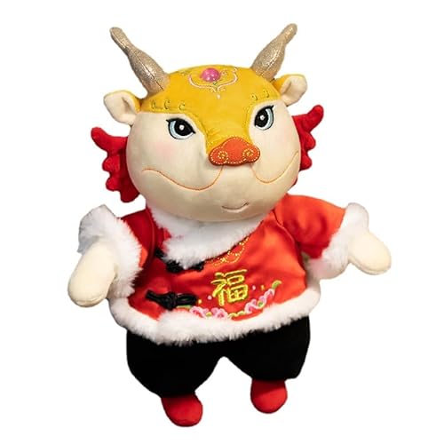 ViLLex Nieuwjaar Dragon Poppen Gevuld Draak Speelgoed Pluche Draak Speelgoed Chinees Dierenriemteken Desktop Omarmingskussen Voor Festival Kerstmis (Vol, 35 cm)