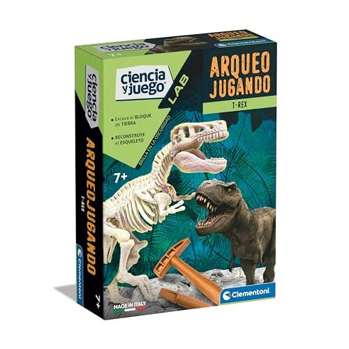 Clementoni 55541 Archeojugando T-Rex fosforescerend wetenschappelijk spel, om je eigen fosforescerende dinosaurus te monteren en de wetenschap van de archeologie te ontdekken, vanaf 7 jaar