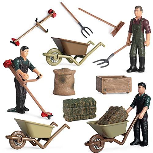 Gonetre Boerderij Boerderij Mensen 13 * 11 * 4 Boerderij Feed Voedsel Accessoires Set Boerderij Gereedschap Miniatuur Beeldjes Simulatie Scène Boerderij Model Mini Educatieve Speelset