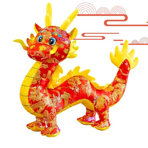 LOTFI Chinese New Year Dragon Plush, Chinese New Year Decorations 2024, Chinese New Year Dragon Plush Doll, Chinese New Year Dragon Plush Mascot Dragon Doll (11in,Red)