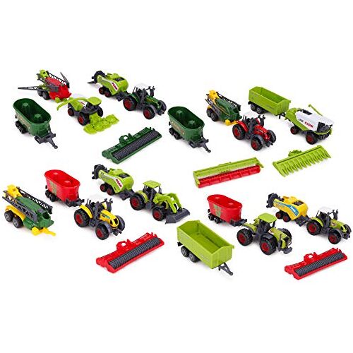 Toyland ®-set van 6 landbouwtractoren en werktuigen met gegoten metaal Ca. 5cm 4 Assorted Verzamel ze allemaal