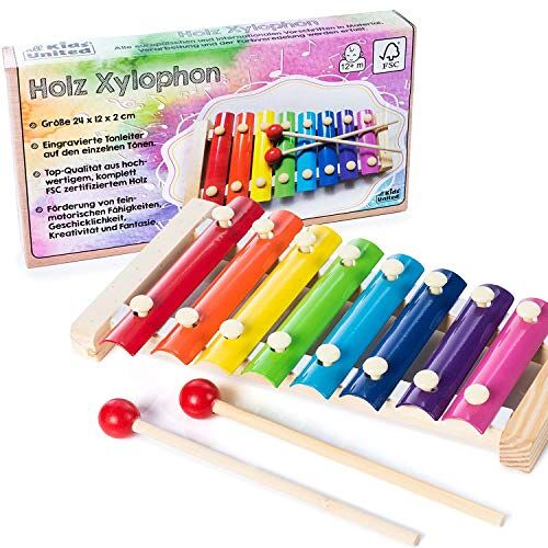 United Houten xylofoon voor kinderen xylofoon muziekinstrument klokkenspel; houten speelgoed motoriektraining (Xylofoon)