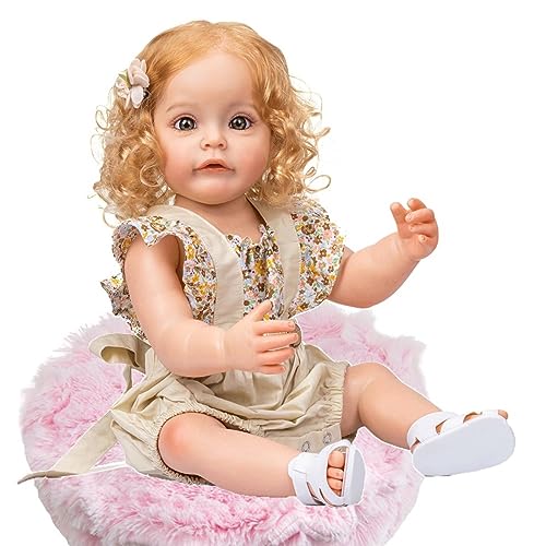 KHiry Reborn Dolls Pasgeboren Baby Reborn Dolls Reborn Girls -Ze zijn 22 inch lang Reborn Dolls Baby Meisjes Levensechte Zachte Siliconen Vinyl Reborn Babies, Pasgeboren Zachte Pop Peuters Speelgoed