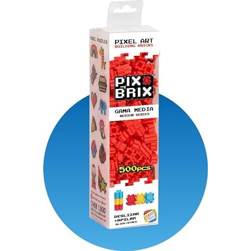 Cefa Toys PIX BRIX Pixel Art Set, 500 stuks, rood, middenklasse, rood (57002)