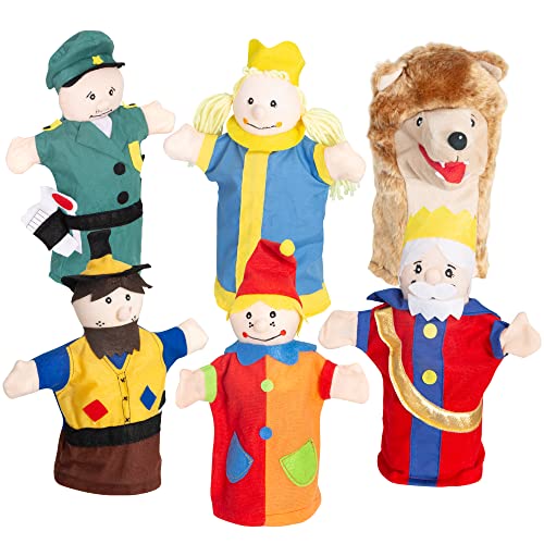 roba Kasperlefiguren van stof, handpoppenset 6-voudig, kinderpoppen voor poppentheater en rollenspel