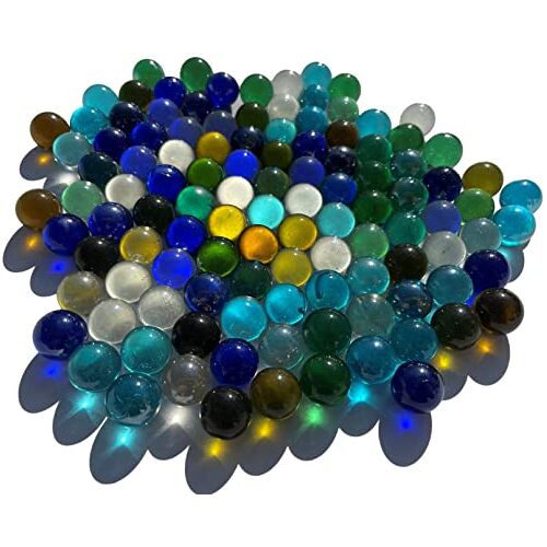 FAIRY TAIL & GLITZER FEE 100 stuks kleurrijke glazen knikkers 16 mm glazen stenen knikker vaasvullingen blauw goud rood groen knikkers glitterstenen decoratieve schalen knikkerspel glas