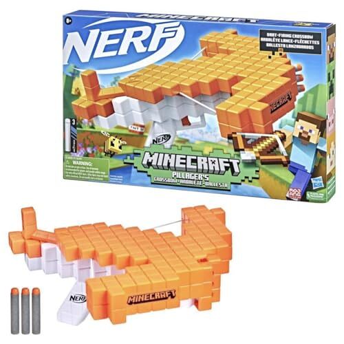 Nerf Minecraft Pillagers-kruisboog, kruisboog met darts, echte kruisboogactie, inclusief 3 officiële  Elite-darts