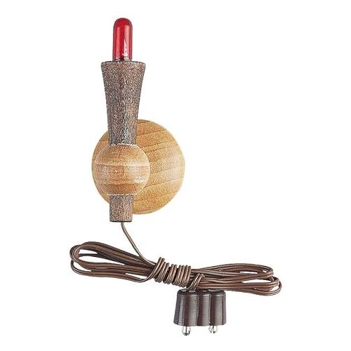 FADEDA Houten fakkel met verlichting rood en houten houder, LxBxH in mm: 5x5x40. Voor wiegen, miniatuur-, hobby- en modelbouw, poppenhuisaccessoires en modelspoorwegen.