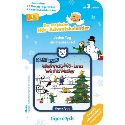 tigermedia 4522 Tig.Card-'De 30 beste winter- en kerstliedjes adventskalender, kleurrijk