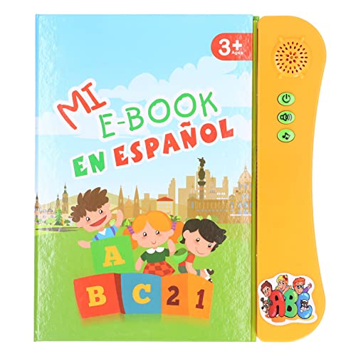 Alomejor Kinderen Educatief Boek Speelgoed Kid Elektronisch Geluid Boek Elektronisch Geluid Boek Spaanse Taal Dier Fruit Nummers Leren Kinderen(Oranje)