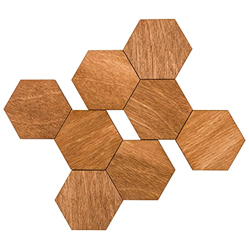 Wood You Buy Ijskast magneten Kantoor magneten, zeshoekige koelkast magneten, natuurlijke en eco-vriendelijke houten magneten. Bruin, groot