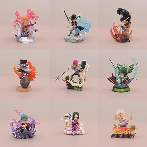 FZYUYU Standbeelden mini-figuren een stuk Luffy Zoro Doflamingo Mihawk Boa Hancock Sabo beeldje figuur 12 cm / 4 7 inch actiecijfers speelgoed (Zoro 3) / Ruffy 1