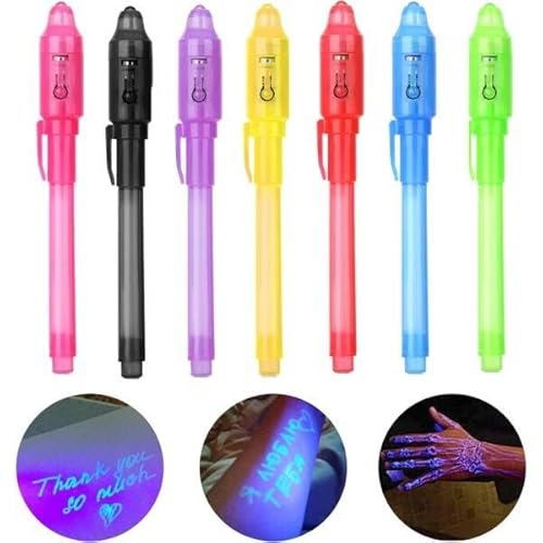 ART Trade Shop Magische pen met onzichtbare inkt, set van 2 zichtbare pennen met UV-licht gadget