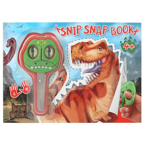 Depesche 12133 Dino World Snip Snap Book, knutselboek met dinosaurusmotieven, boekje met knipoefeningen, incl. kinderschaar, vanaf 4 jaar