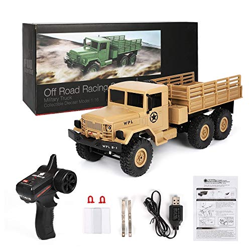 NATWEE 1/16 RC Truck 2.4G 6WD RC Off-road Crawler Militaire Truck Leger Auto RTR Commando Communicatie Militaire Afstandsbediening Voertuig Geschenk Speelgoed voor Jongens (Color : Beige, Size : 1battery