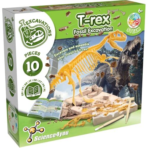 Science4you Dinosaurus T-Rex-graafset voor kinderen +6 jaar Graaf en monteer 10 dinosaurusfossielen met dit paleontologische en archeologische speelgoed voor kinderen, wetenschappelijke spellen van 6-10 jaar