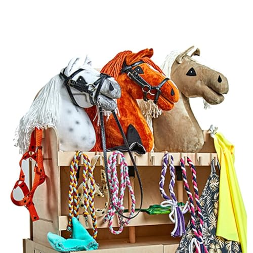 KHT ARIA SHOP Hobby Horse, stal voor 3 hobby-paarden, paardenstaal voor hobby, paarden en stokpaarden