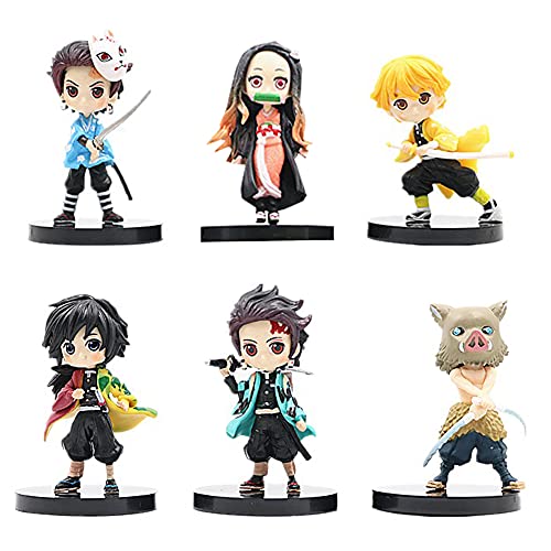 CYSJ 6 Stks Demon Slayer Cake Toppers Mini Figuren Set Anime Karakters Cake Decoraties Actiefiguren Speelgoed Model Pop Collectie Verjaardagsfeest Cake Decoratie Benodigdheden