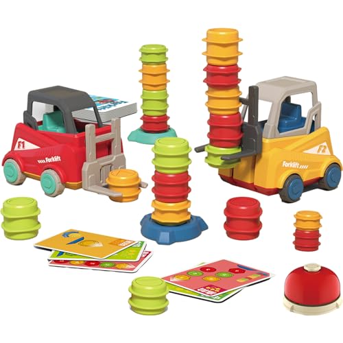 DRABEX Engineer Forklift Transport Game, Children's Engineering Truck Forklift Toy, Children's Engineering Truck Forklift Press Shovel Toy Car Suit Education Stacking Toy, Forklift Toy