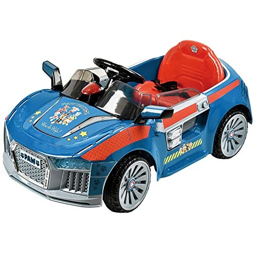 Hauck elektrische auto E-Cruiser Paw Patrol, voor kinderen vanaf 3 jaar, tot 30 kg belastbaar, 4 km/h, veiligheidsgordel, led-effectlampen, brede banden, vleugeldeuren, claxon, laadkabel, blauw