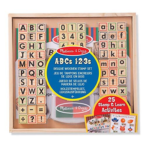 Melissa & Doug 40118 Stempelset met letters en cijfers van hout