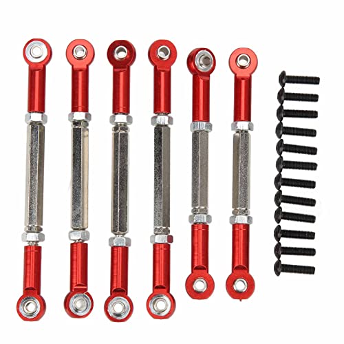 Alomejor 6Pcs RC Auto Trekstang Set Aluminium Servo Links Trekstang RC Trekstang Upgrade Sets Compatibel met ECX 2wd 1/10 Rc(Rood)