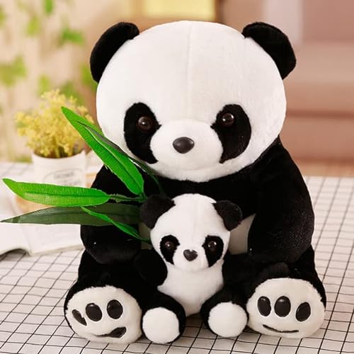KiLoom Panda met bamboe bladeren pluche speelgoed zachte cartoon dier moeder &n kinderen panda gevulde babypop klassieke kinderen geschenken 30cm 1