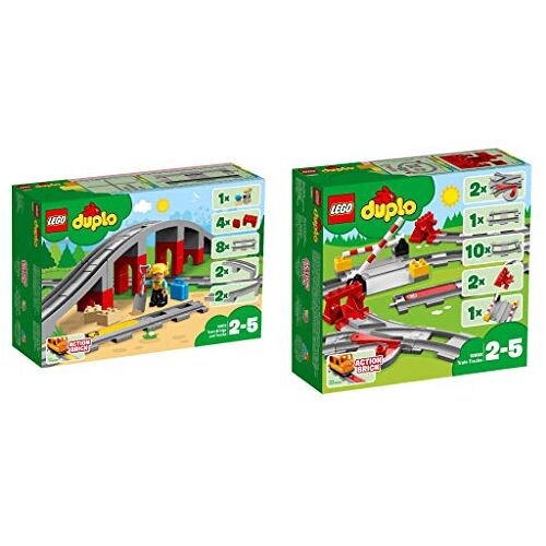 YOOVEE Lego Duplo 2-delige set: 10872 spoorwegbrug en rails + 10882 spoorweg rails