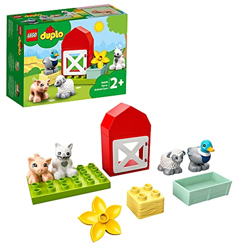 Lego DUPLO Town Boerderij Dierenverzorging, Dieren Speelgoed voor Peuters met Figuren van een Eend, Varken, Schaap en Kat, Cadeau voor Jongens en Meisjes 10949