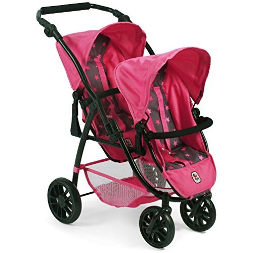 Bayer Chic 2000 689 82 Tandem-Buggy Vario, dubbele poppenwagen, sterretjes roze