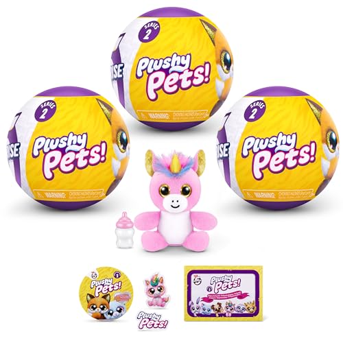 5 SURPRISE Plushy Pets Series 2, 3-pack, door ZURU, Collectible Mystery Capsule, Pluchig, Huisdier Adoptie, Speelgoed voor Meisjes, Kinderen, Tieners (3 Pack)