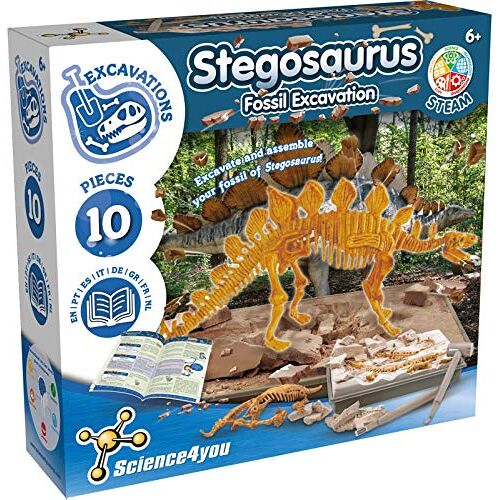 Science4you Stegosaurus, graafset voor kinderen + 6 jaar Graaf en monteer 10 dinosaurusfossielen met dit paleontologische en archeologische speelgoed voor kinderen, wetenschappelijke spellen van 6-10 jaar