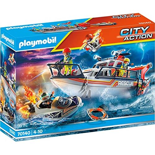 Playmobil - 70140 City Action Redding op zee: brandbestrijdingsmissie met reddingscruiser,Multi kleuren