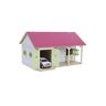 Kids Globe 610245 horse stable, pink, 1:32 scale (with 2 horse boxes, 1 storage room, without horses and accessories, horse farm for children)