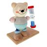 Hess-Spielzeug Houten speelgoed 14532 tandputhorloge van hout, beer, zandloper met gekleurd zand voor kinderen, ca. 9 x 7 x 10 cm