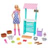 Barbie Boerenmarkt Speelset,  pop (blond), marktkraam, kassa, groenten, brood, kaas en bloemen, geweldig cadeau voor kinderen vanaf 3 jaar, HCN22